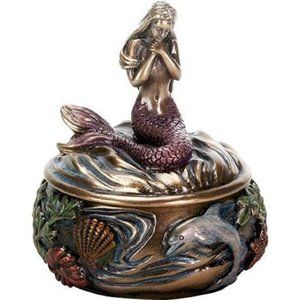 Decorative Art Nouveau Style Sirens of the Sea Mermaid Resin Jewelry Trinket Box